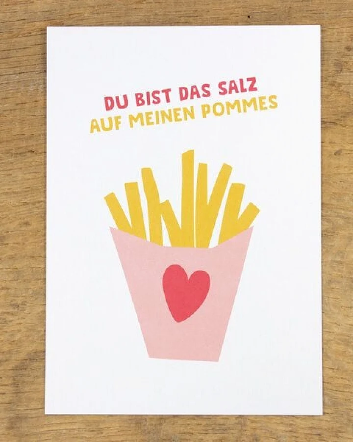 Bow & Hummingbird Postkarte "Salz auf meinen Pommes" aus Recyclingpapier