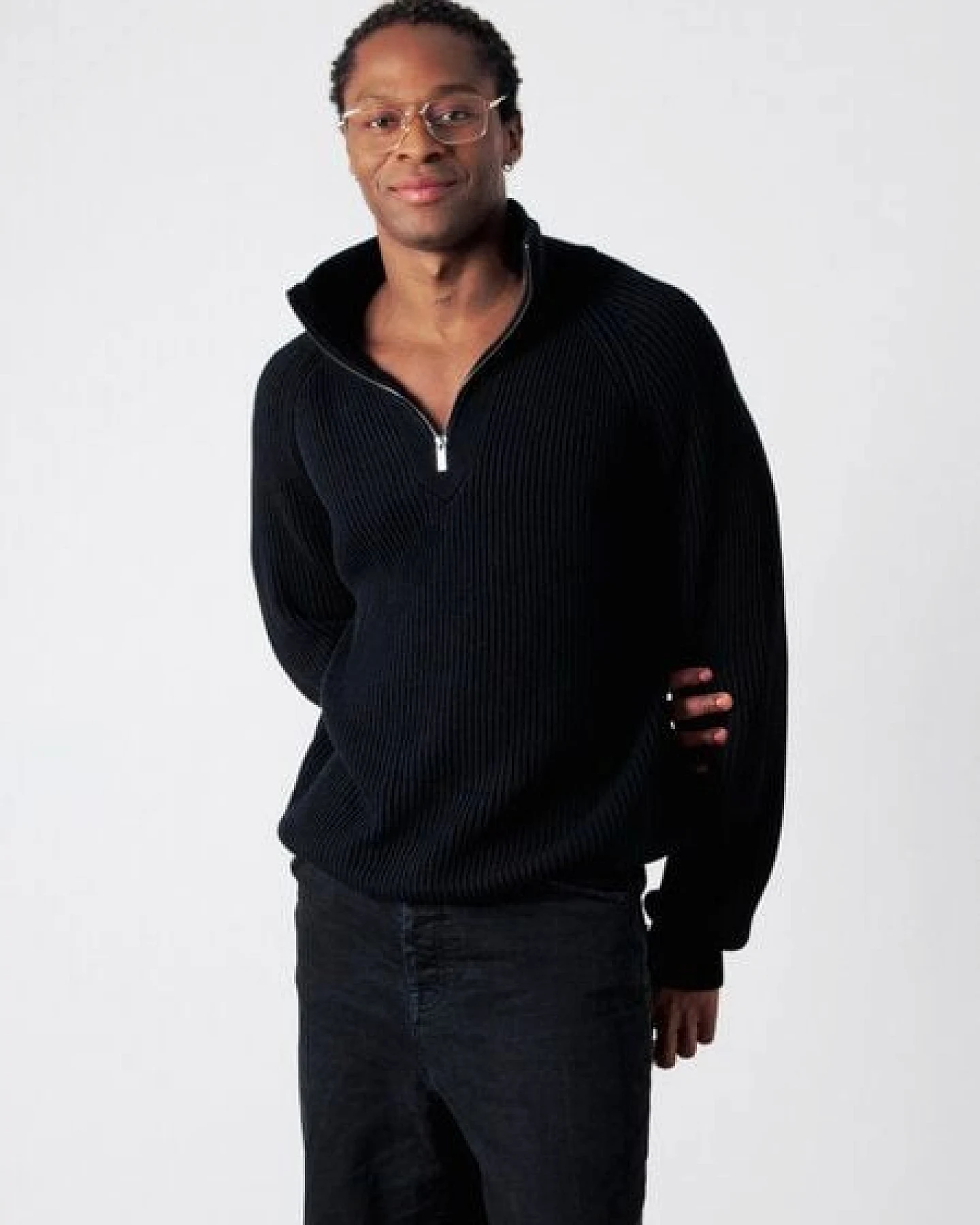Honest Basics Herren Half-Zip-Strick aus 100% Bio-Baumwolle – Ansicht 2