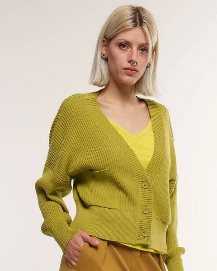 Alma & Lovis Grandpa Rippen-Strickjacke aus reiner Bio-Baumwolle