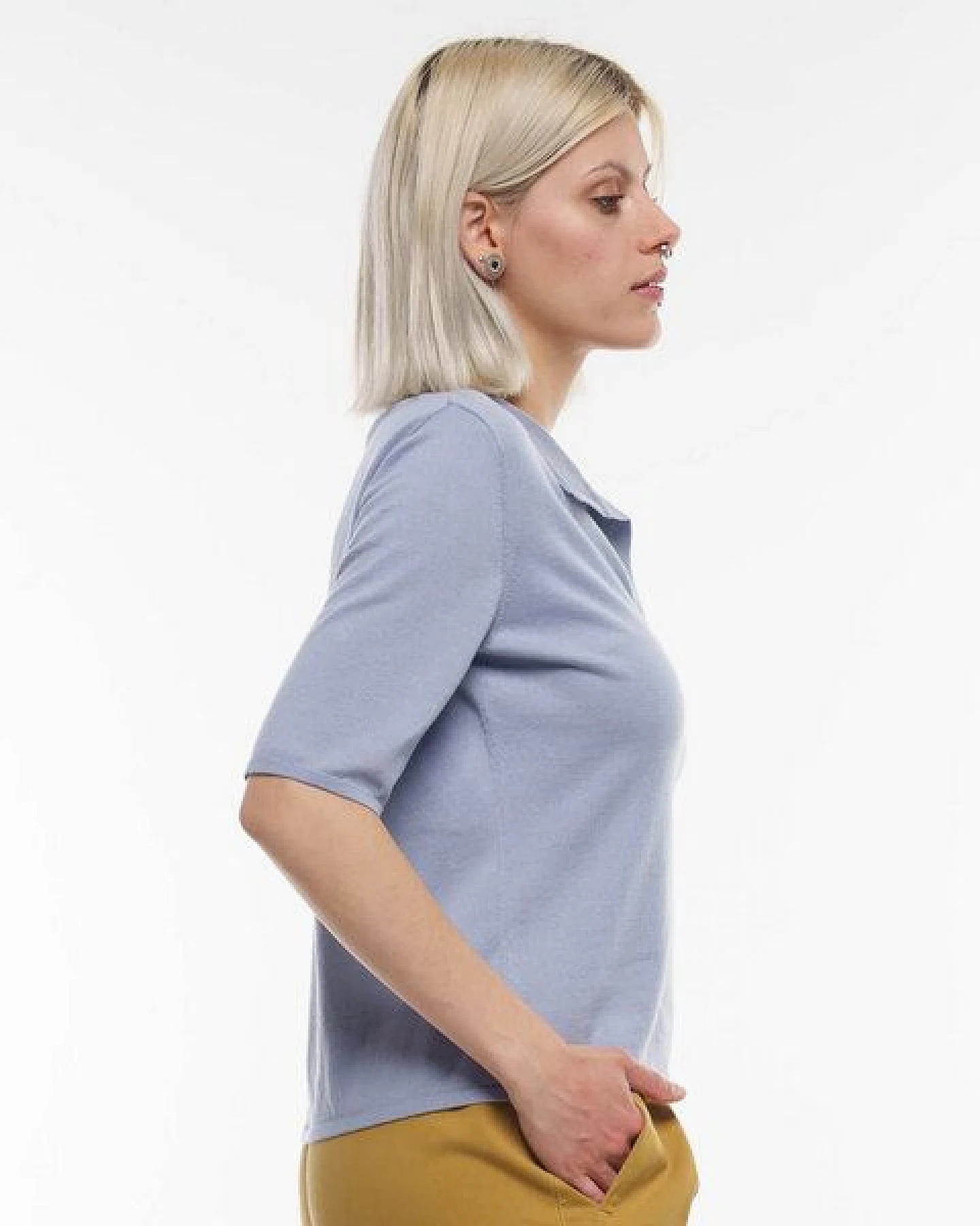 Alma & Lovis Feines Strick-Poloshirt aus reiner Bio-Baumwolle – Ansicht 4