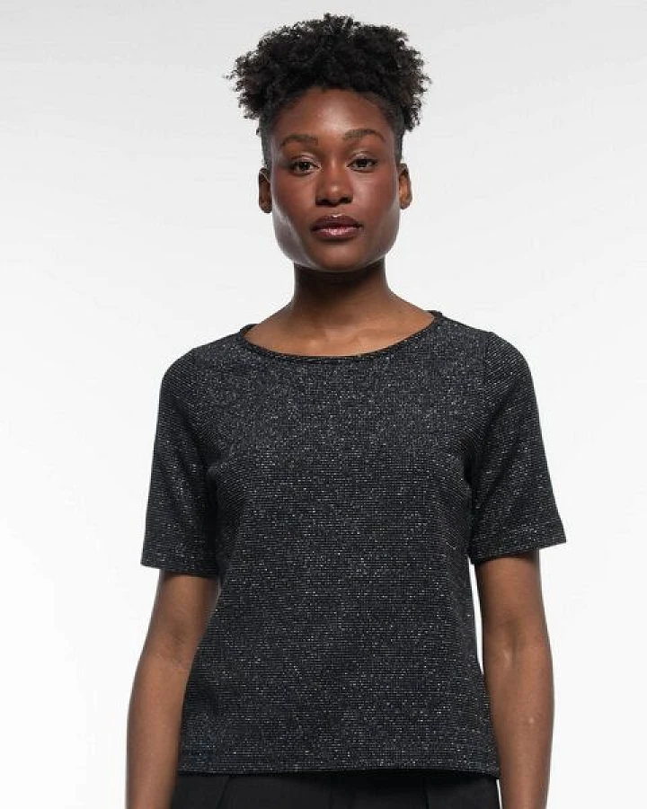 Alma & Lovis Edles Glitzer-Shirt in Waffelpiqué aus Organic Cotton