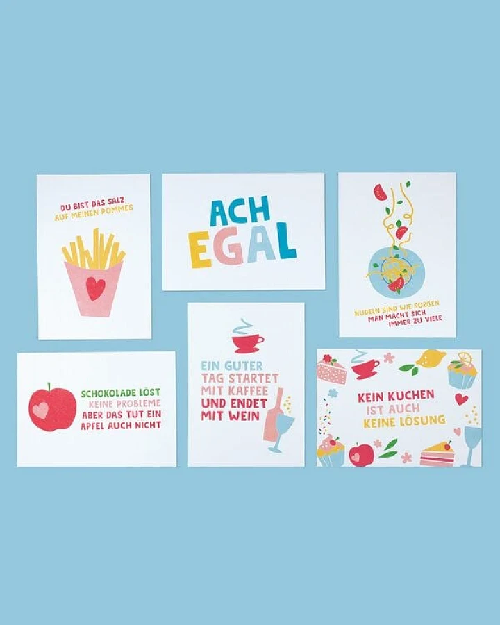 Bow & Hummingbird 6er Set Postkarten mit Spruch aus Recyclingpapier
