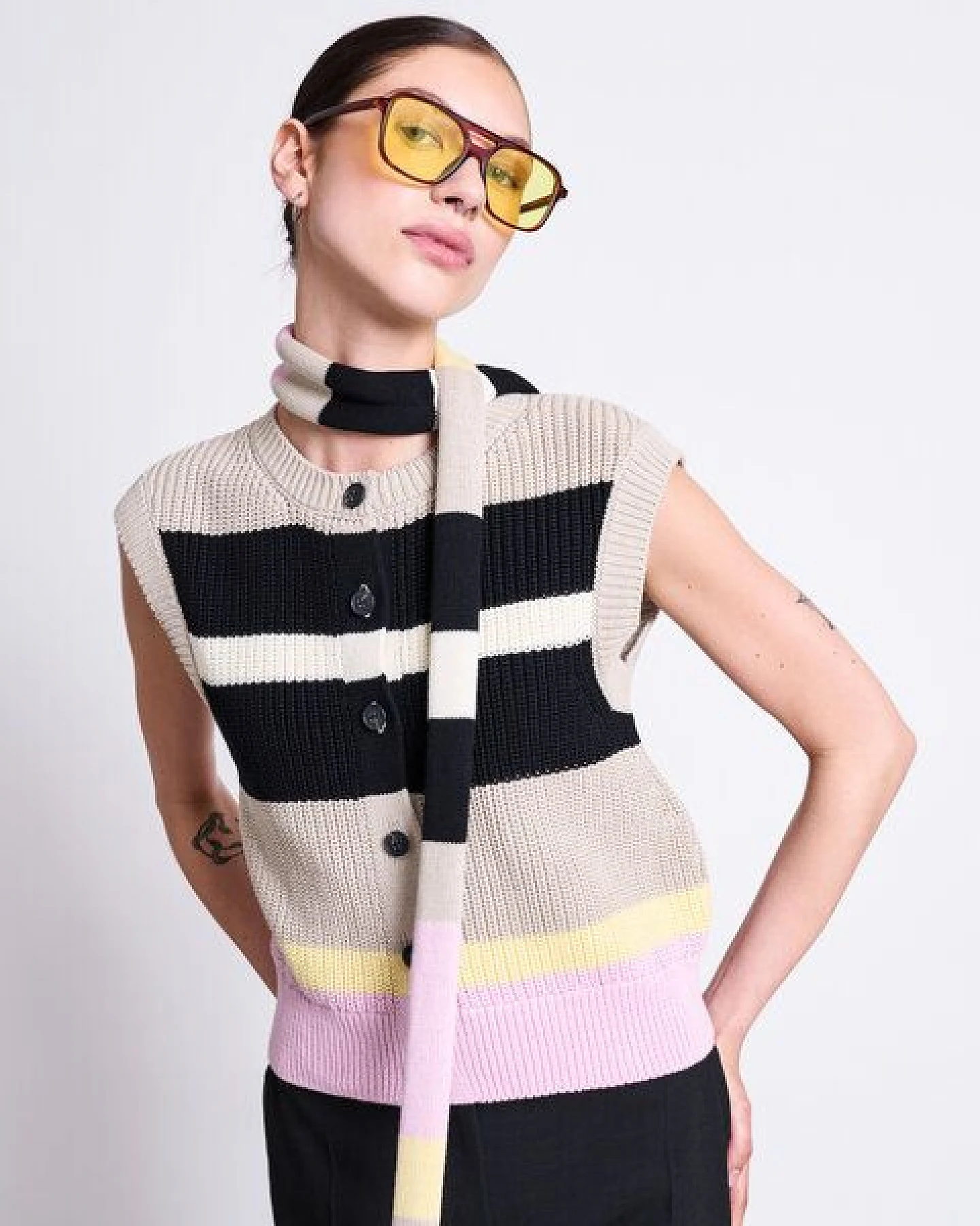 JAN N JUNE GESTREIFTE WESTE FRI MULTICOLOR GOTS – Ansicht 2