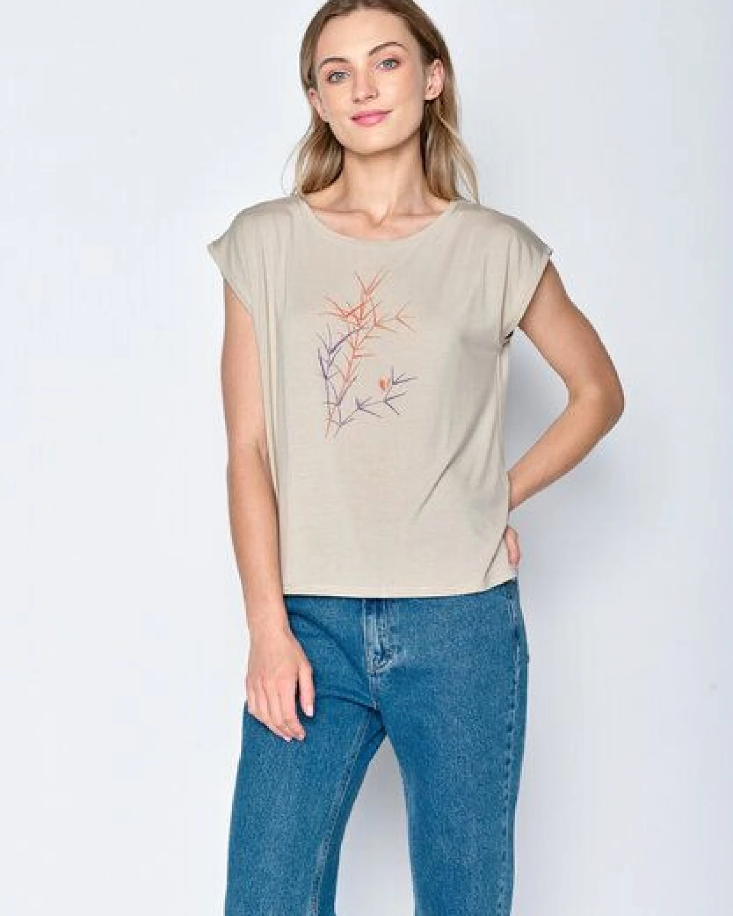GREENBOMB Nature Bird Reed Timid - Lässiges Shirt aus LENZING TENCEL Mix / hochwertiger Print / Fair & Vegan – Ansicht 3