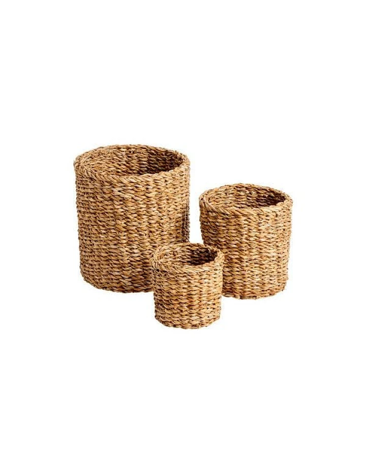 Originalhome Natürlicher Korb aus Hogla, handgefertigt, 3er Set, Klein