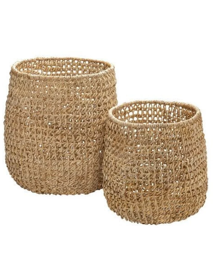 Originalhome Natürlicher Korb aus Abaca, Lanting, handgefertigt, 2er Set