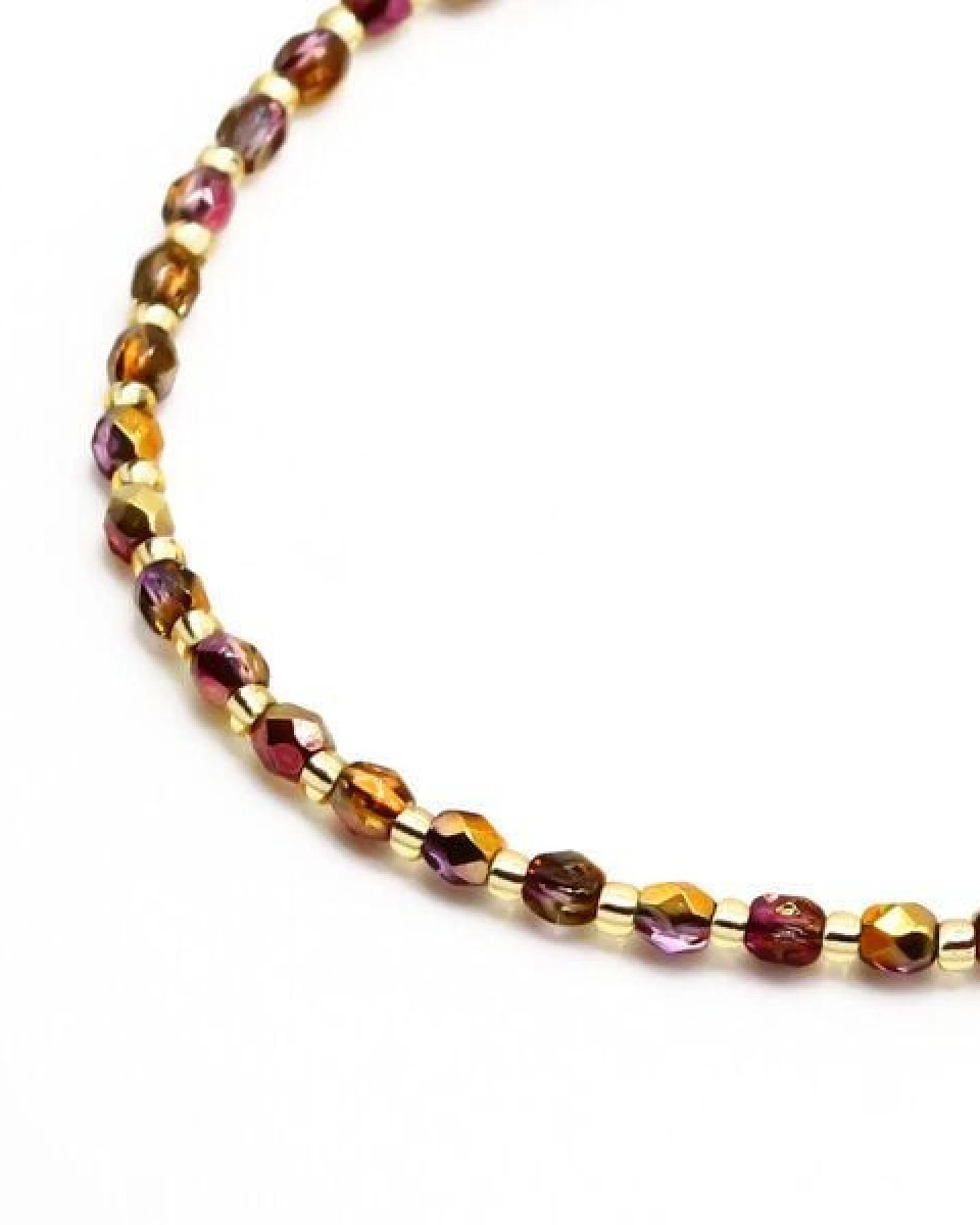 juni Herbstliches Kristall Perlenarmband "Golden Hour" mit verstellbarer Verschluss-Schiebeperle aus recyceltem Gold – Ansicht 2