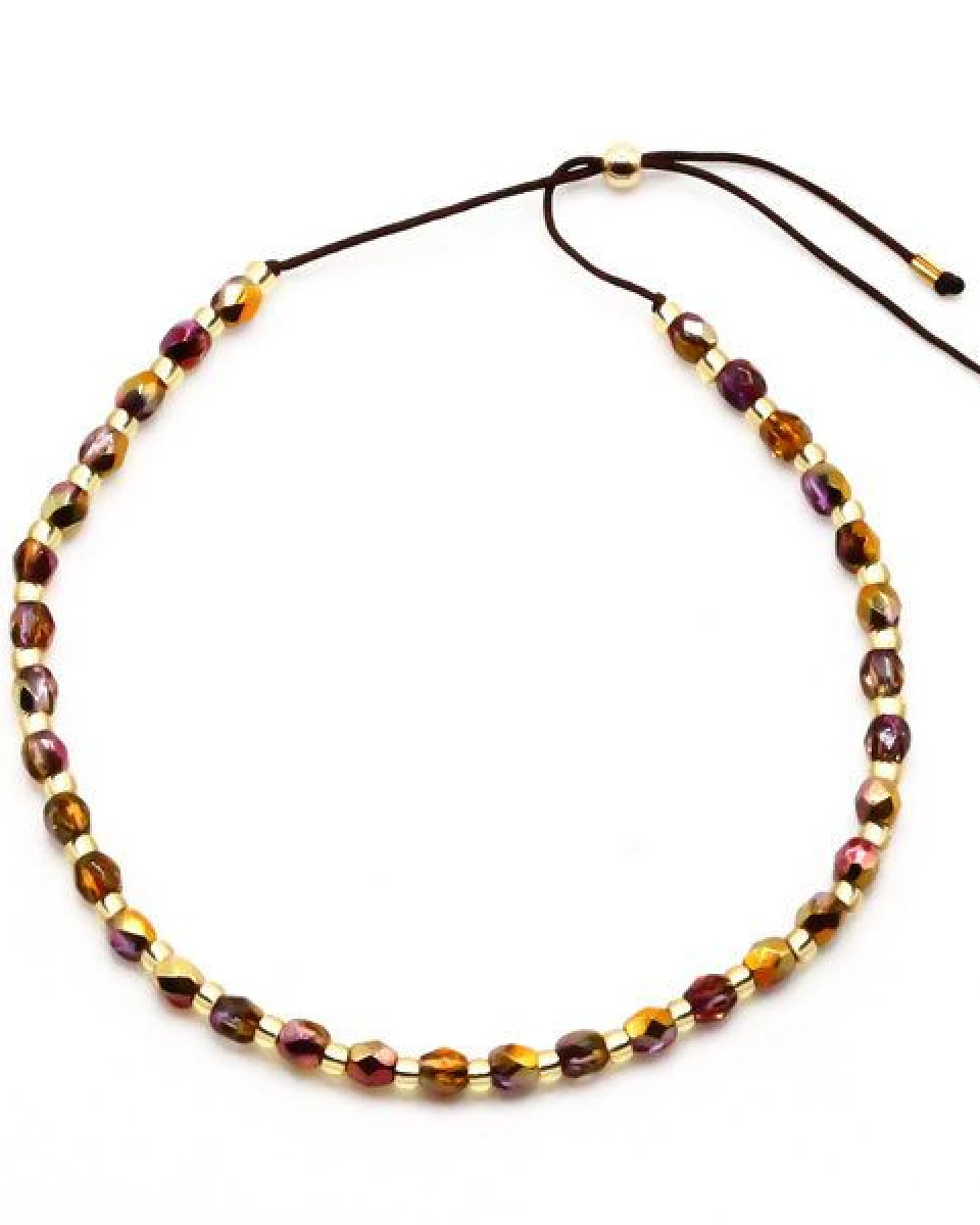 juni Herbstliches Kristall Perlenarmband "Golden Hour" mit verstellbarer Verschluss-Schiebeperle aus recyceltem Gold – Ansicht 3