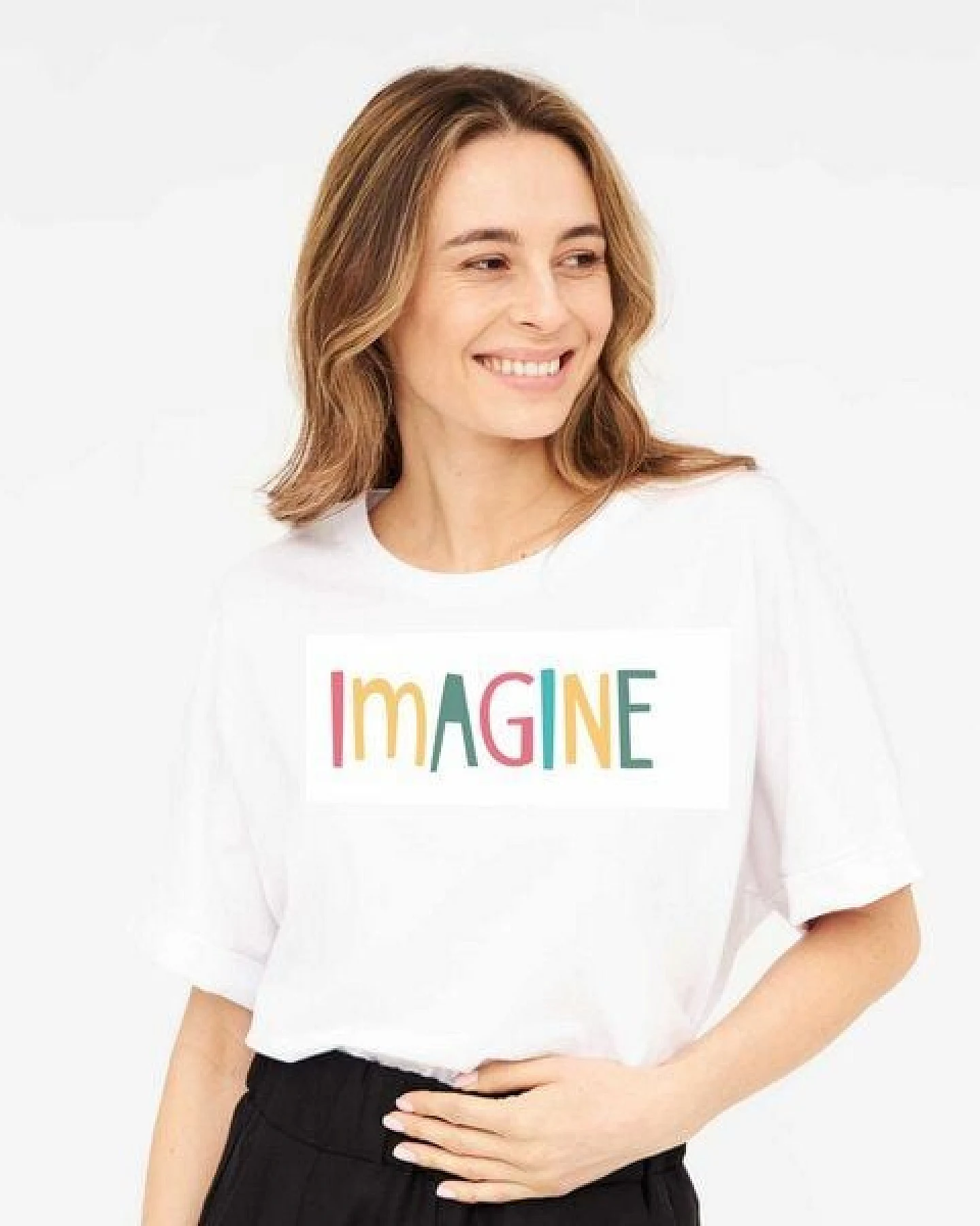 WiDDA berlin T-Shirt IMAGINE weiß aus Bio-Baumwolle – Ansicht 2