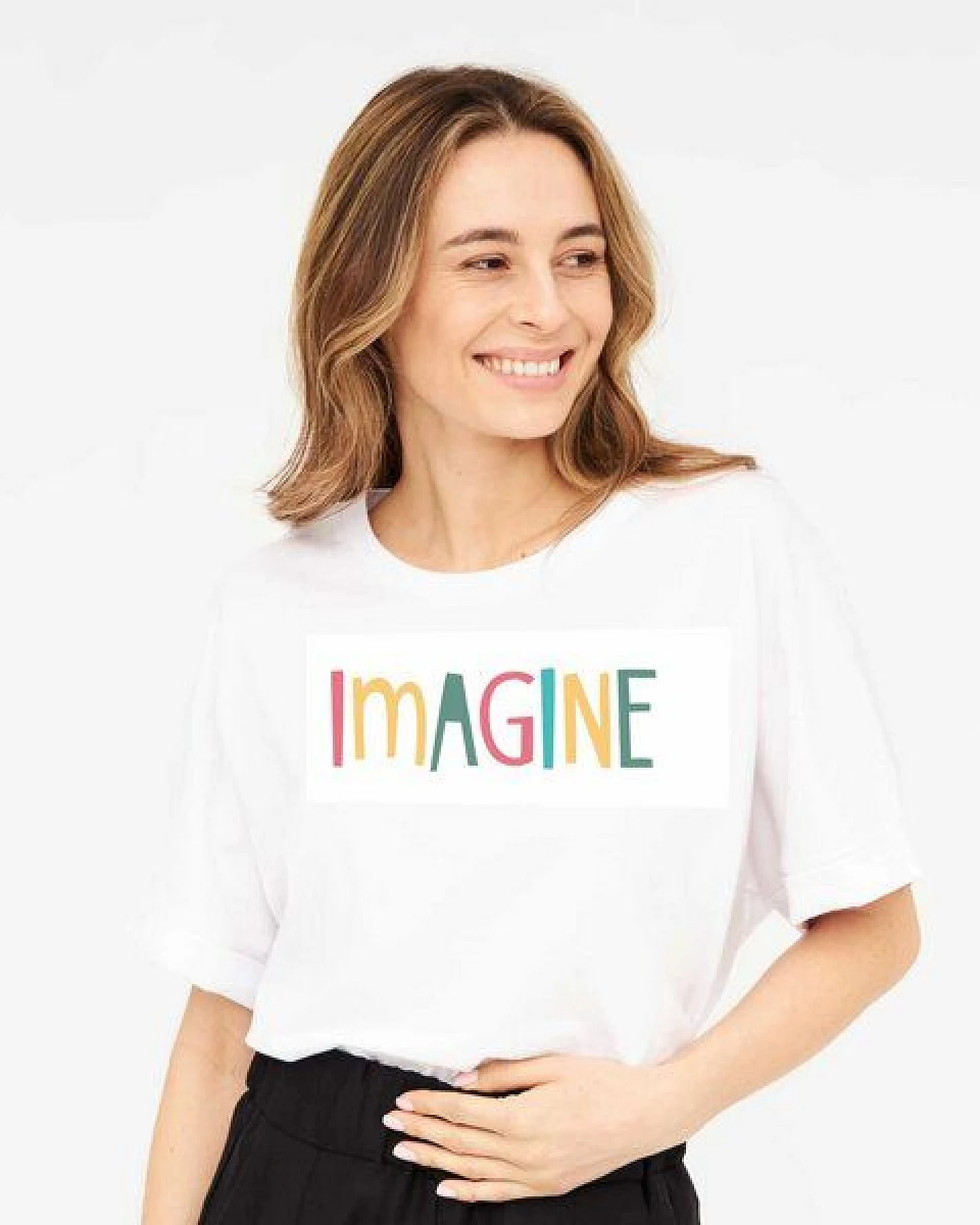 WiDDA berlin T-Shirt IMAGINE weiß aus Bio-Baumwolle – Ansicht 2