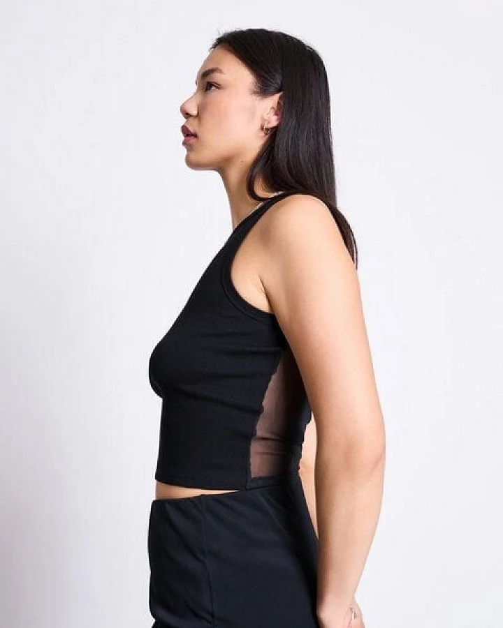 JAN N JUNE TRANSPARENT BACK TANK TOP HOLMEN BLACK