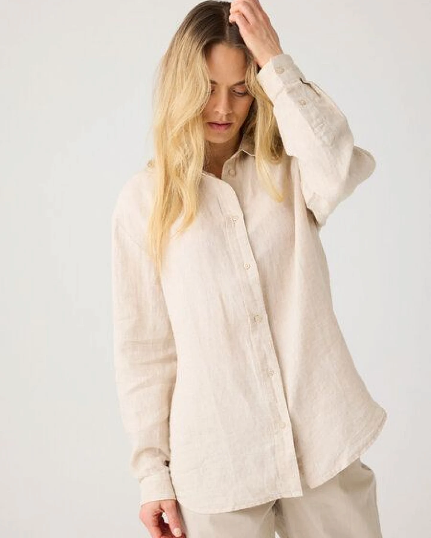 KnowledgeCotton Apparel Lockeres Leinenhemd mit langen Ärmeln - Bio-Leinen GOTS/Vegan – Ansicht 3