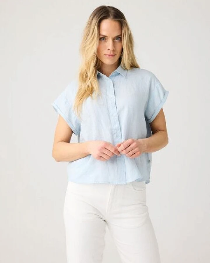 KnowledgeCotton Apparel ASTER faltbares Kurzarm-Leinenhemd - Bio-Leinen - GOTS/Vegan