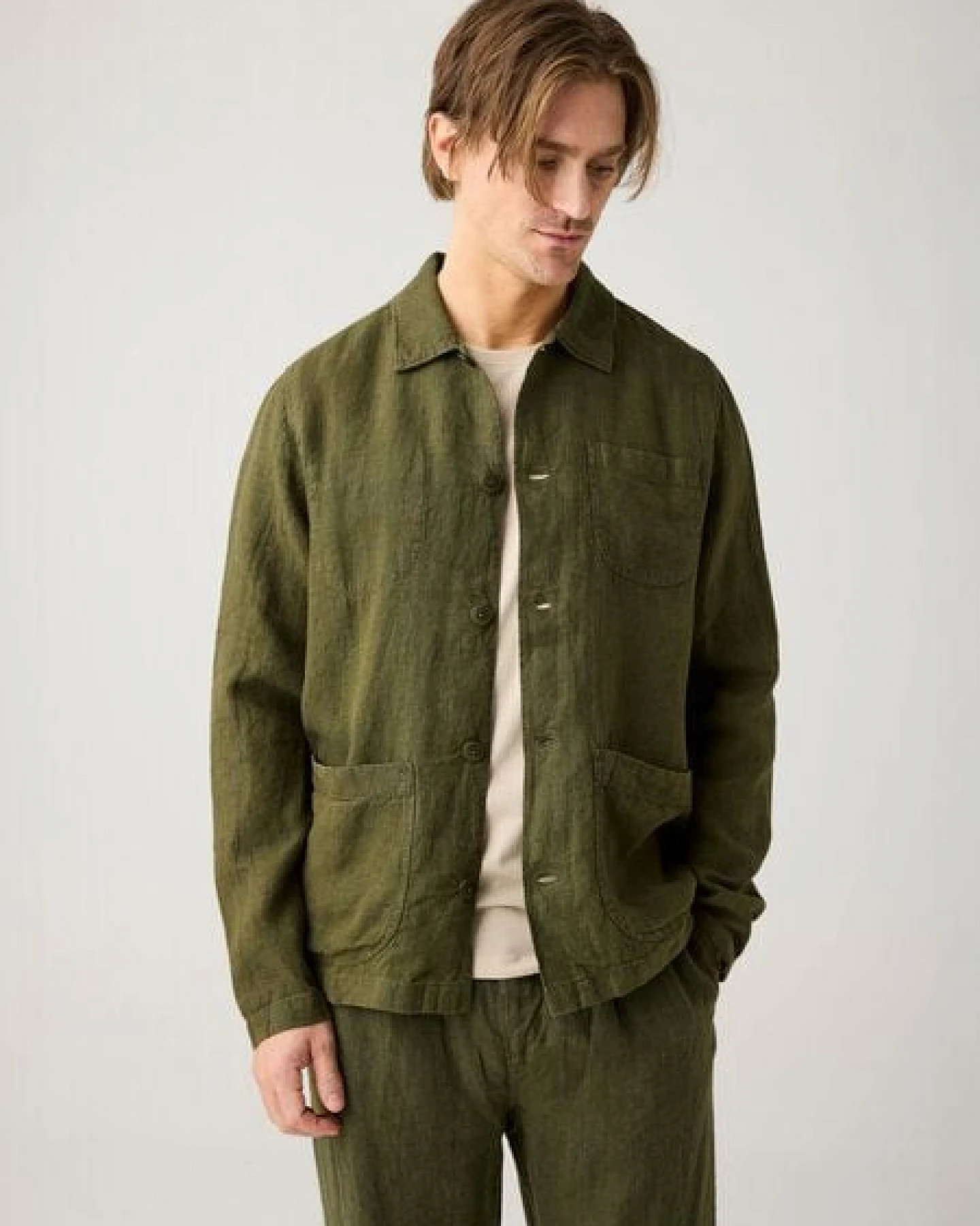 KnowledgeCotton Apparel Regular-Overshirt Hemd aus Bio-Leinen- GOTS/Vegan – Ansicht 3