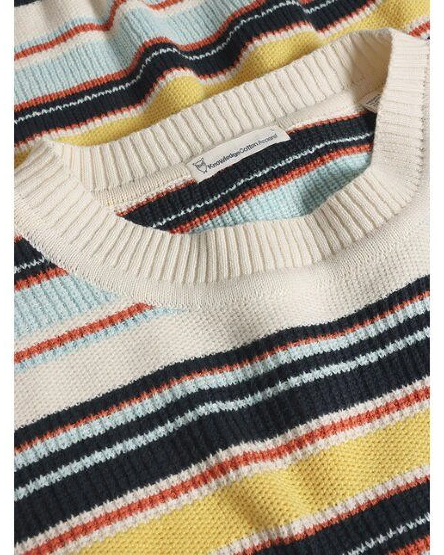 KnowledgeCotton Apparel Mehrfarbiger Streifenstruktur Pullover aus Bio-Baumwolle - GOTS/Vegan – Ansicht 3