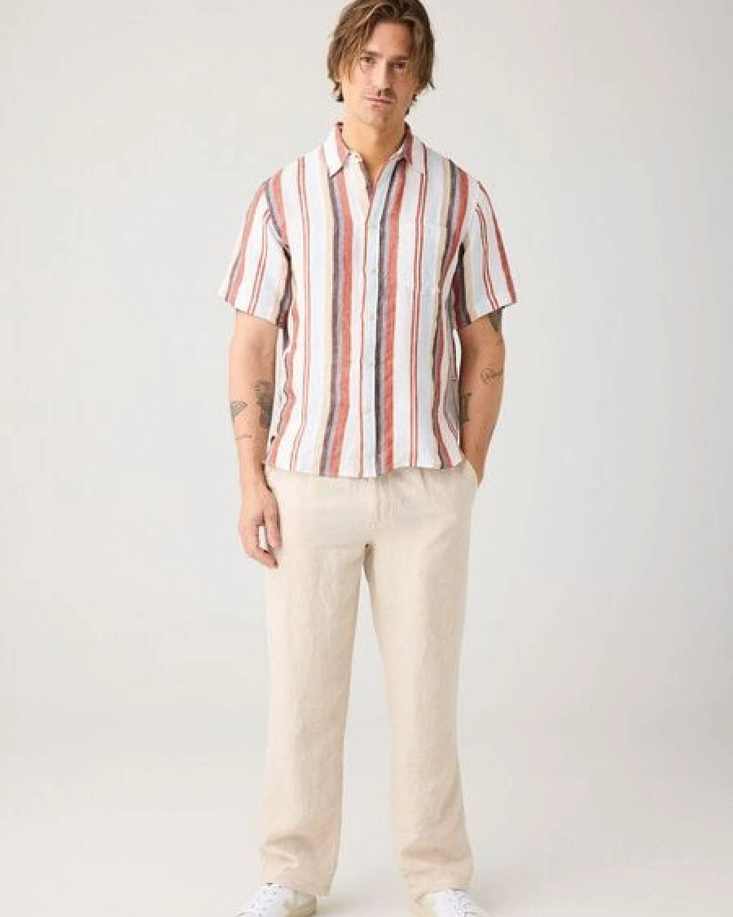 KnowledgeCotton Apparel Lange Hose FIG Loose aus Bio-Leinen – Ansicht 4