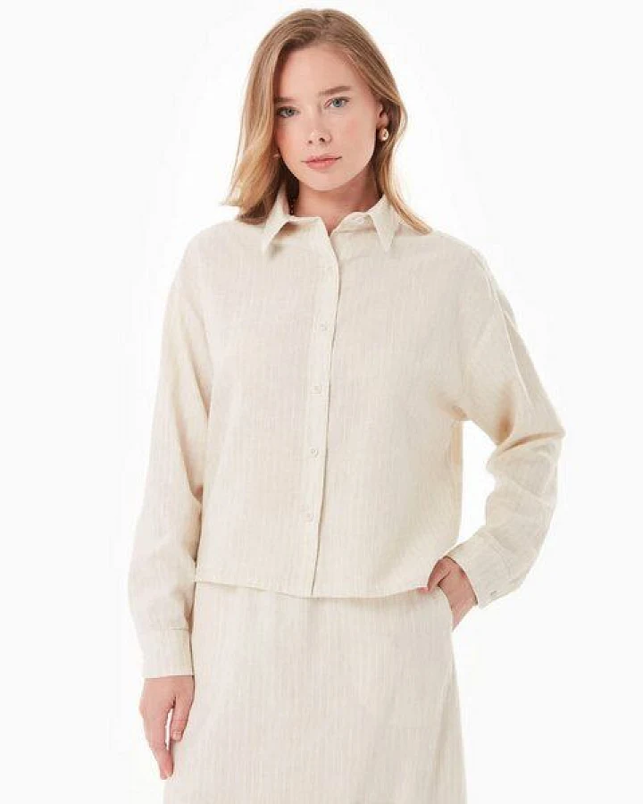 ORGANICATION Bluse aus Bio-Baumwolle und Leinen