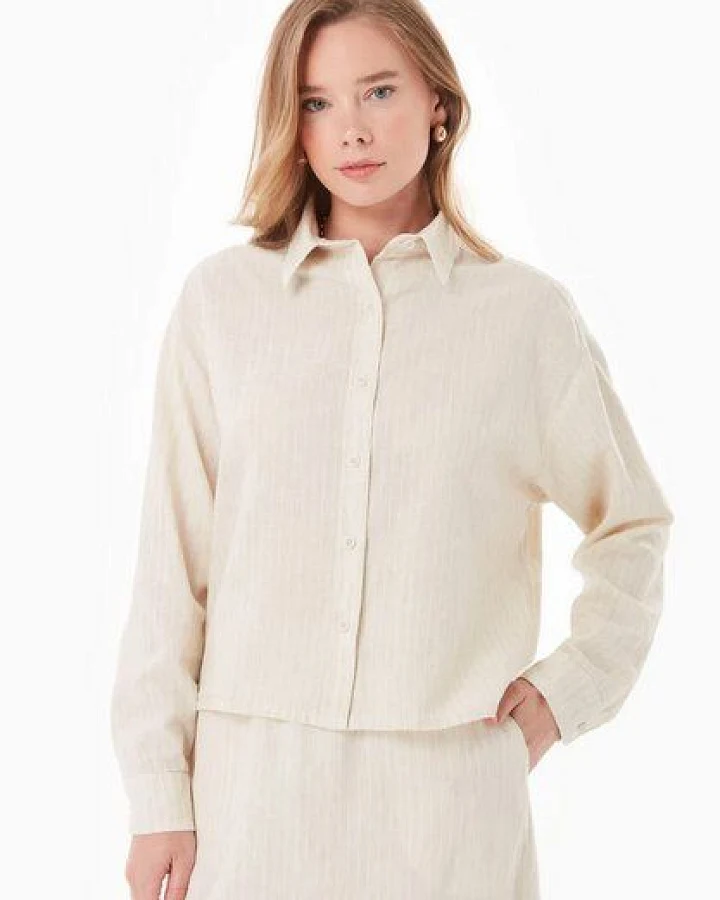 ORGANICATION Bluse aus Bio-Baumwolle und Leinen