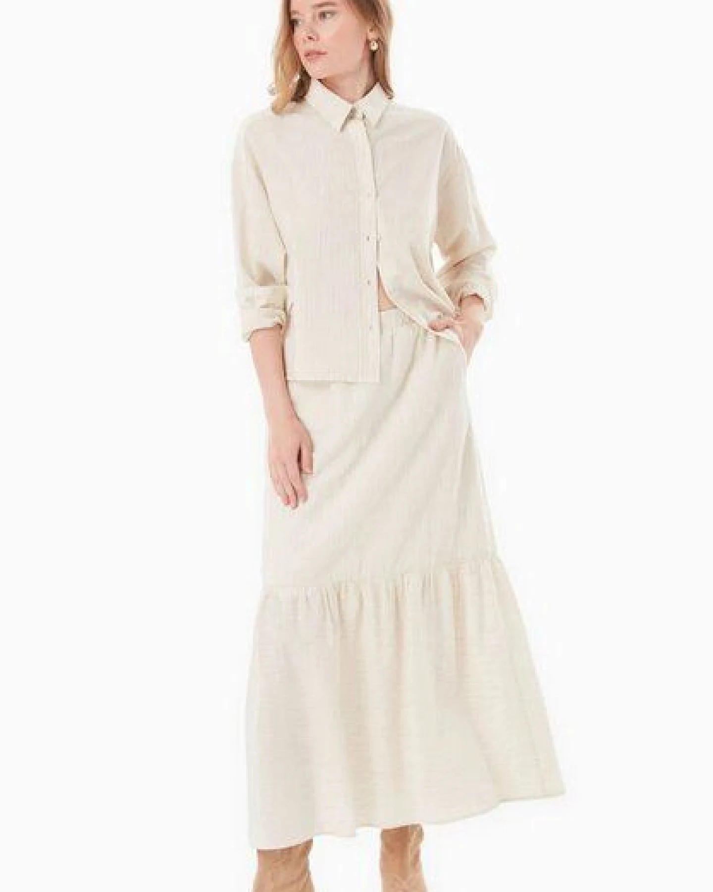 ORGANICATION Bluse aus Bio-Baumwolle und Leinen – Ansicht 2