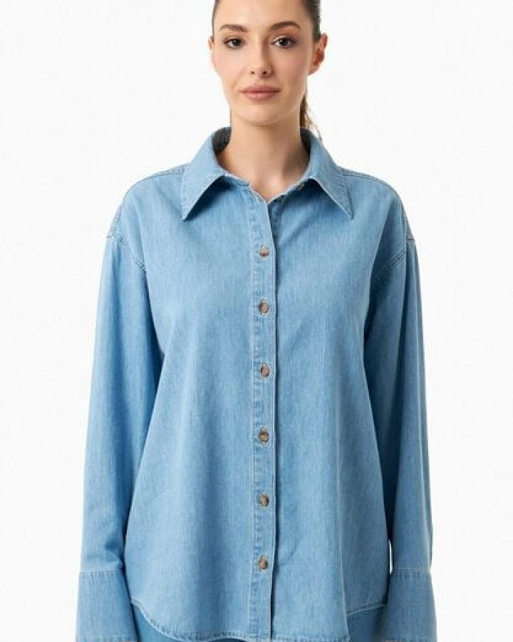 Produktseite: ORGANICATION Denim-Bluse aus Bio-Baumwolle