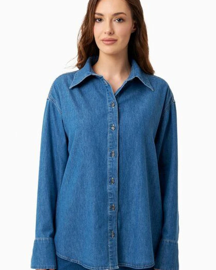ORGANICATION Denim-Bluse aus Bio-Baumwolle