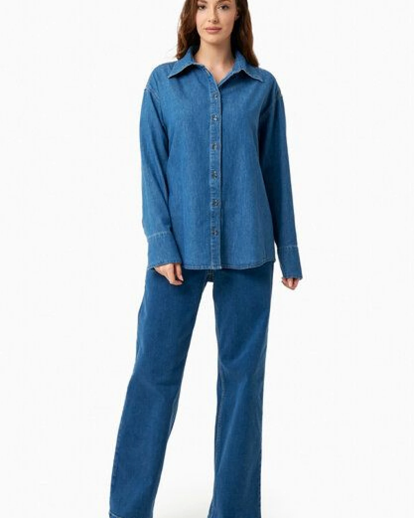 ORGANICATION Denim-Bluse aus Bio-Baumwolle – Ansicht 2