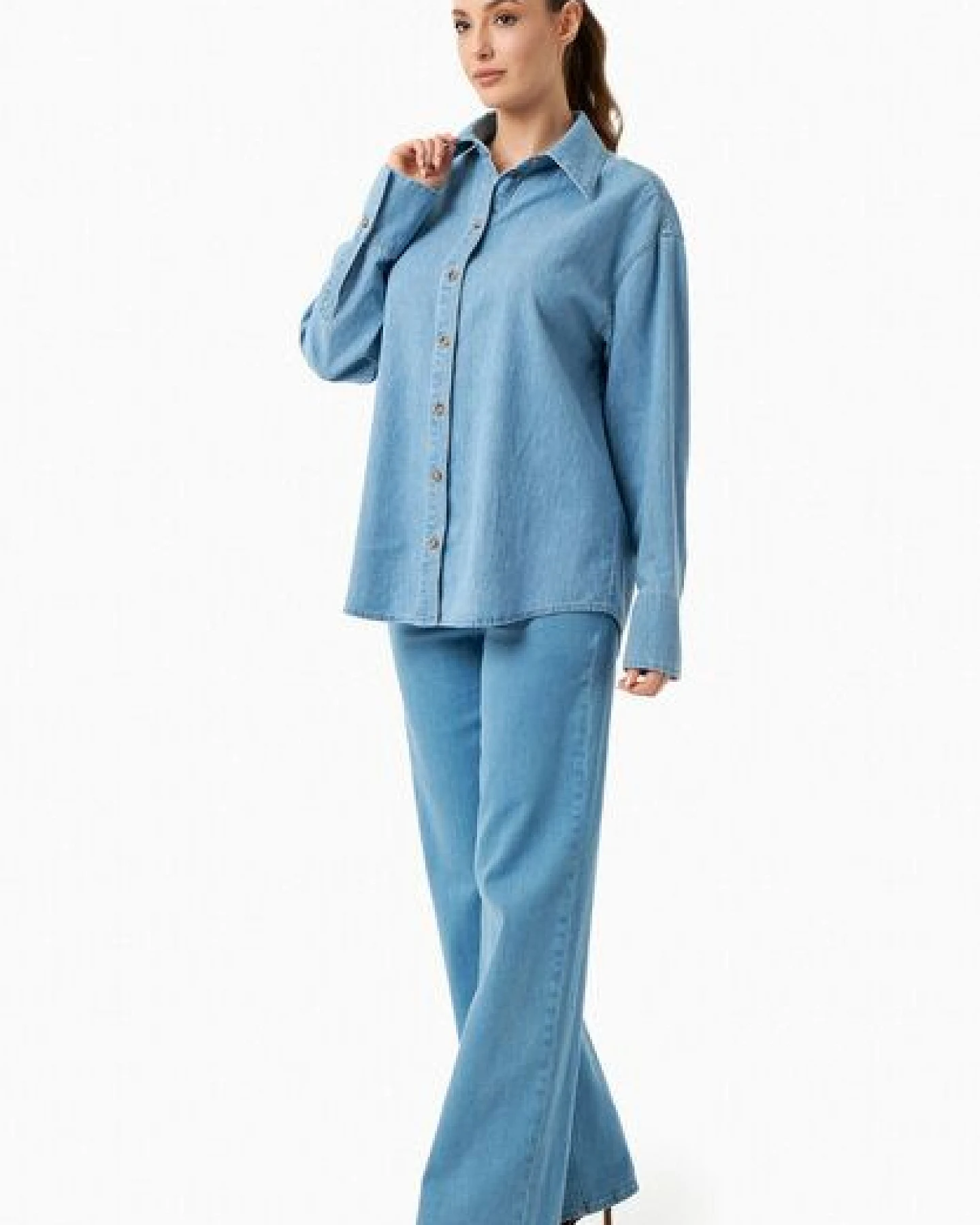 ORGANICATION Denim-Bluse aus Bio-Baumwolle – Ansicht 2