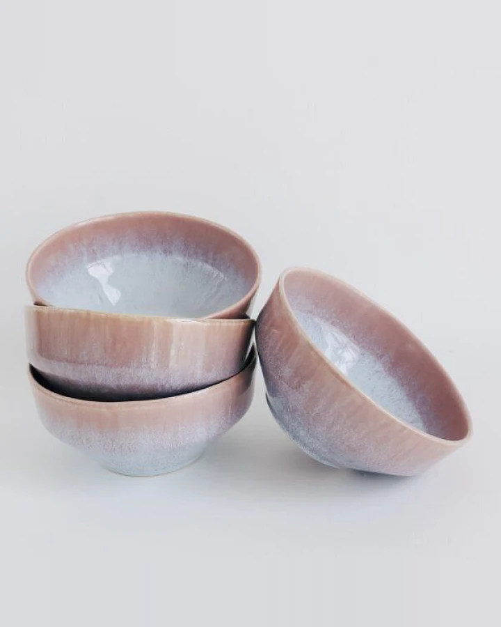NAKOA Keramik Müslischale 4er Set I Handgefertigtes Steingut-Geschirrset I Hochwertige Keramikschalen I Salatschüsseln Bowl Set I Langlebig & Spülmaschinenfest I Modernes Design I 15,5 x 7 cm