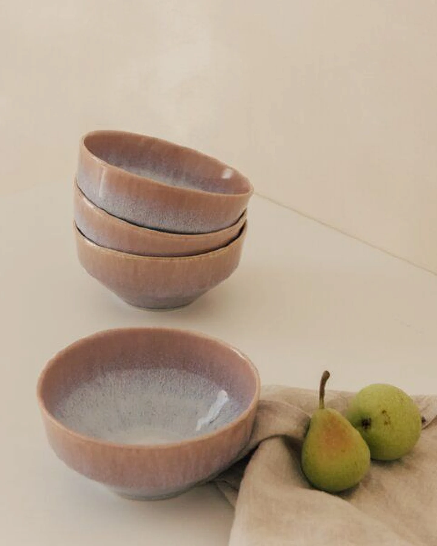 NAKOA Keramik Müslischale 4er Set I Handgefertigtes Steingut-Geschirrset I Hochwertige Keramikschalen I Salatschüsseln Bowl Set I Langlebig & Spülmaschinenfest I Modernes Design I 15,5 x 7 cm – Ansicht 4