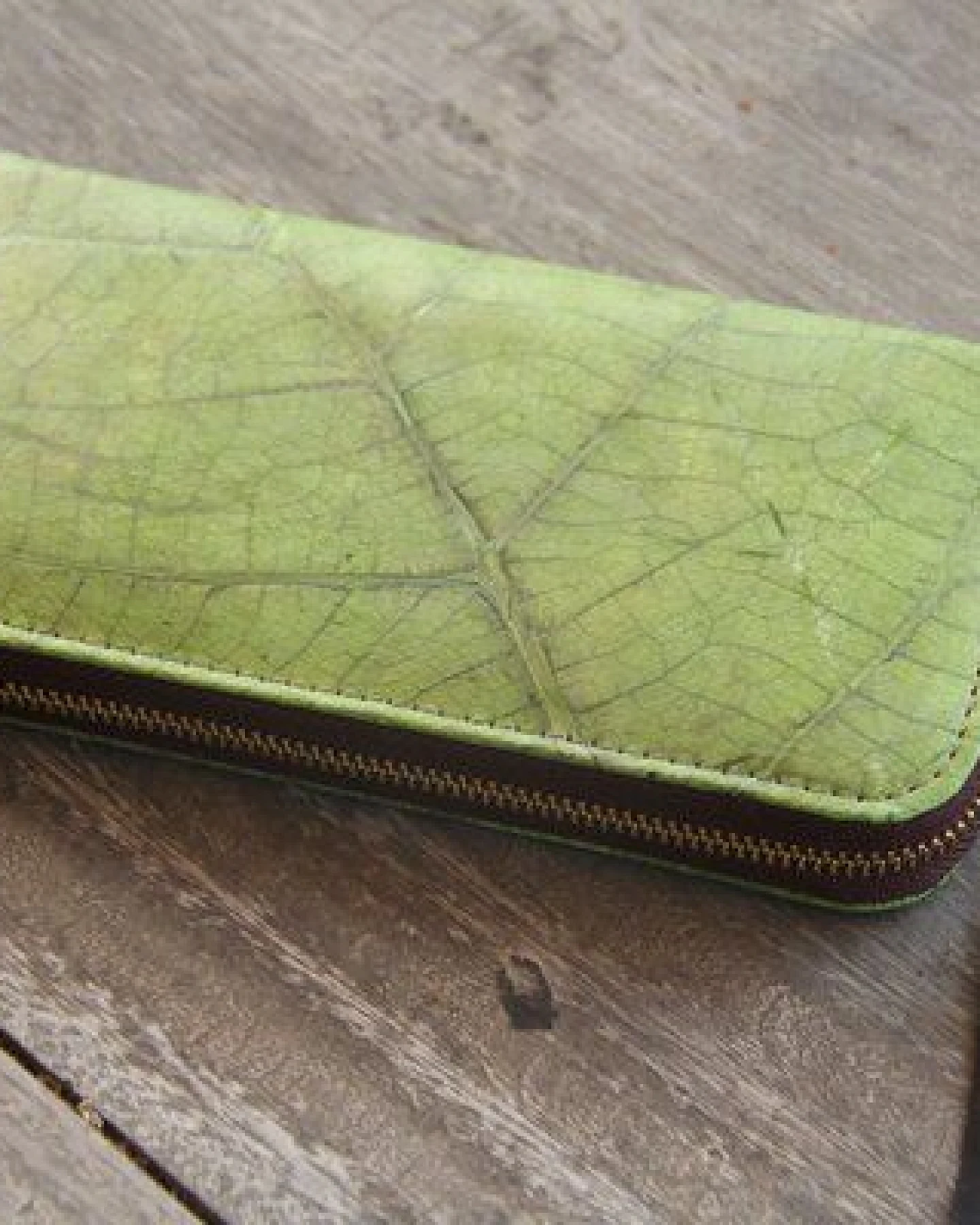 BY COPALA Portemonnaie aus recycelten Blättern / Nachhaltige vegane Brieftasche in grün – Ansicht 3