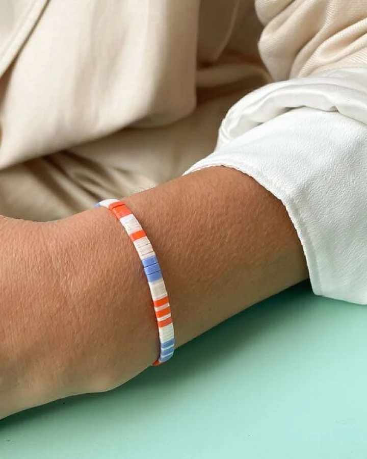 juni Breites Perlenarmband "Capri" mit verstellbarem Verschluss