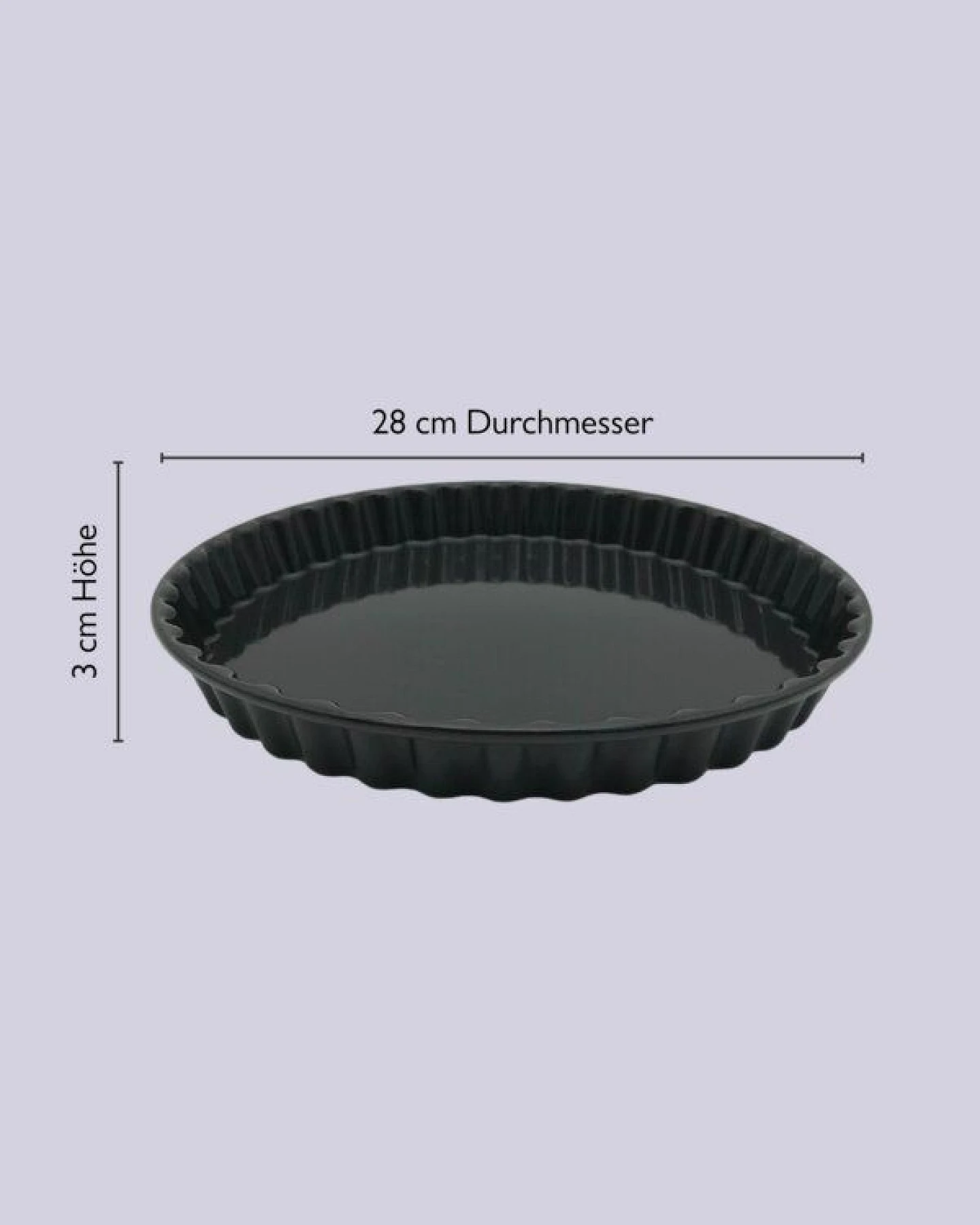 NAKOA Premium Tarteform I Quicheform I Kuchenform rund I Backfrom aus Emaille Ø 28 cm Antihaft mit Wellrand I kratzfest schnittfest spülmaschinensicher I Kuchenbodenform MADE nachhaltig IN GERMANY – Ansicht 3