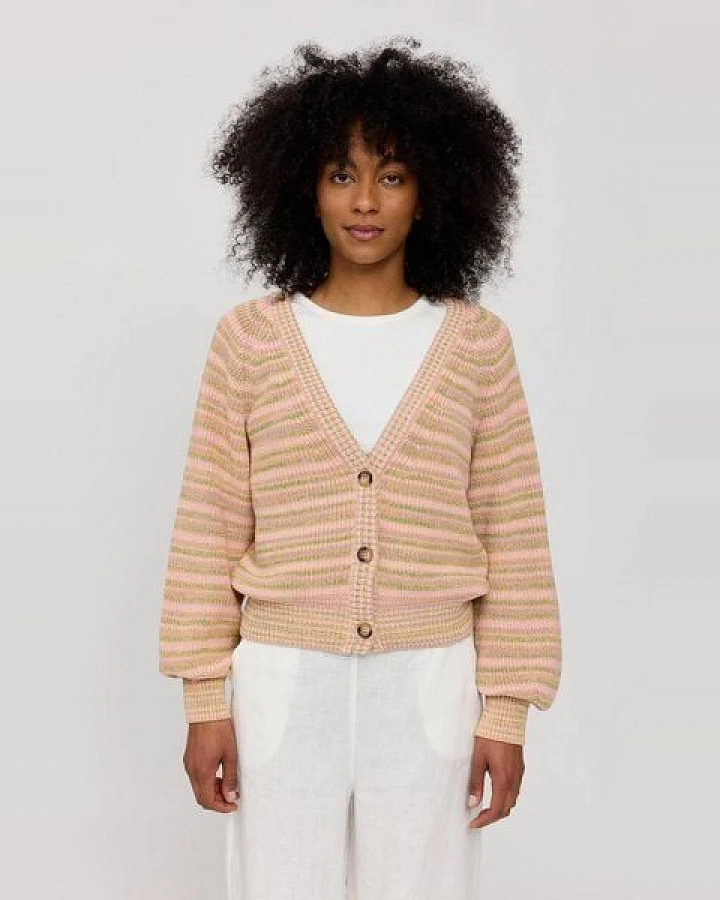Mazine Cardigan Multicolor Knit - Soft Pink - aus Biobaumwolle