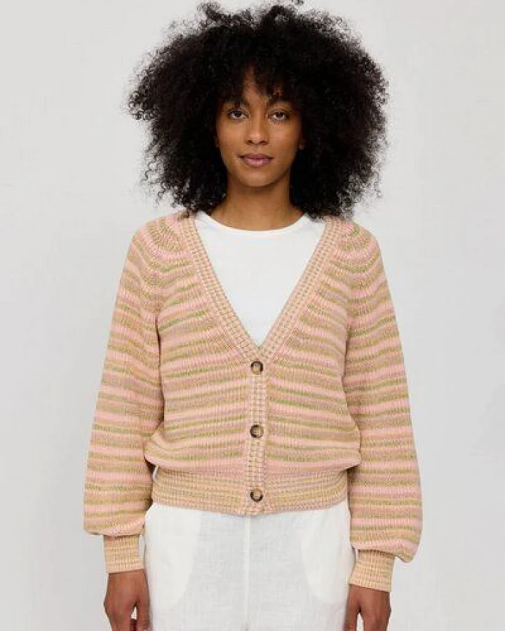 Mazine Cardigan Multicolor Knit - Soft Pink - aus Biobaumwolle