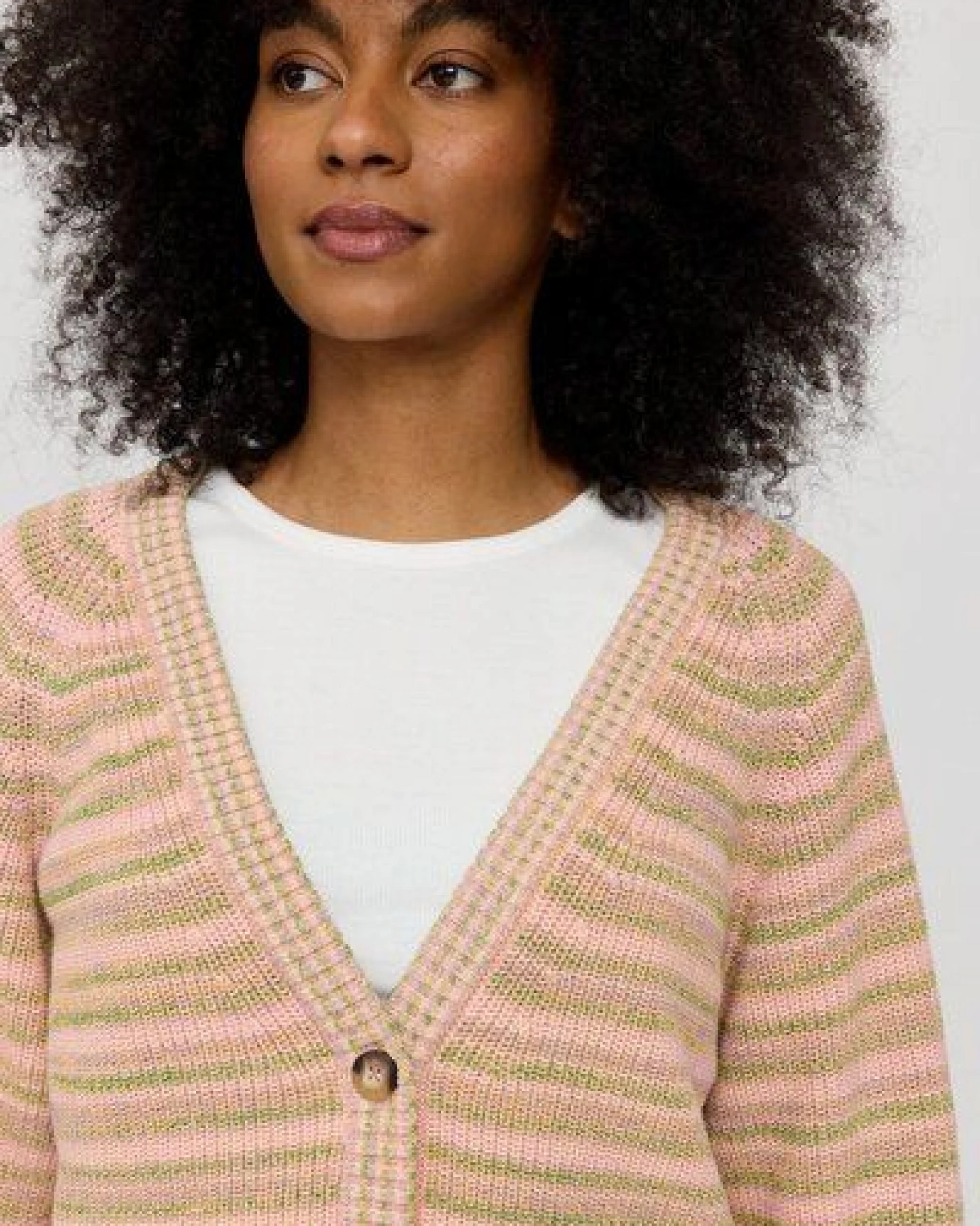 Mazine Cardigan Multicolor Knit - Soft Pink - aus Biobaumwolle – Ansicht 3