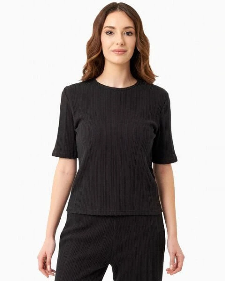 ORGANICATION Jacquard Rib Top mit 1/2 Arm