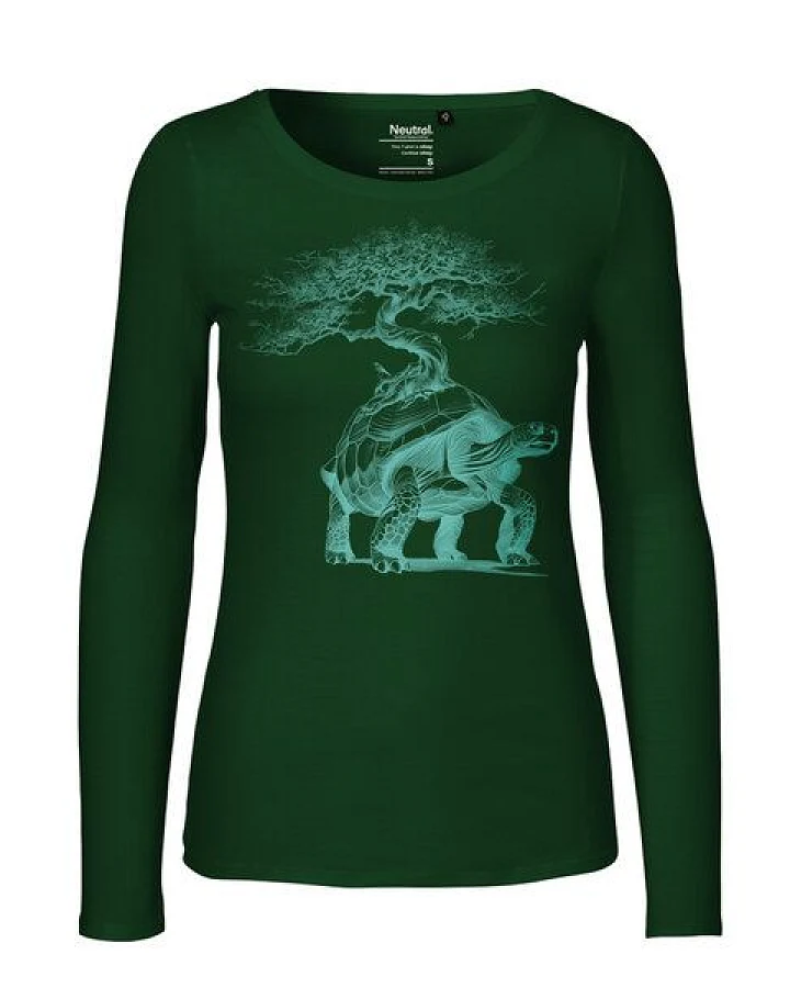 HANDGEDRUCKT "Lange Reise" Frauen Longsleeve aus reiner Biobaumwolle (kbA)