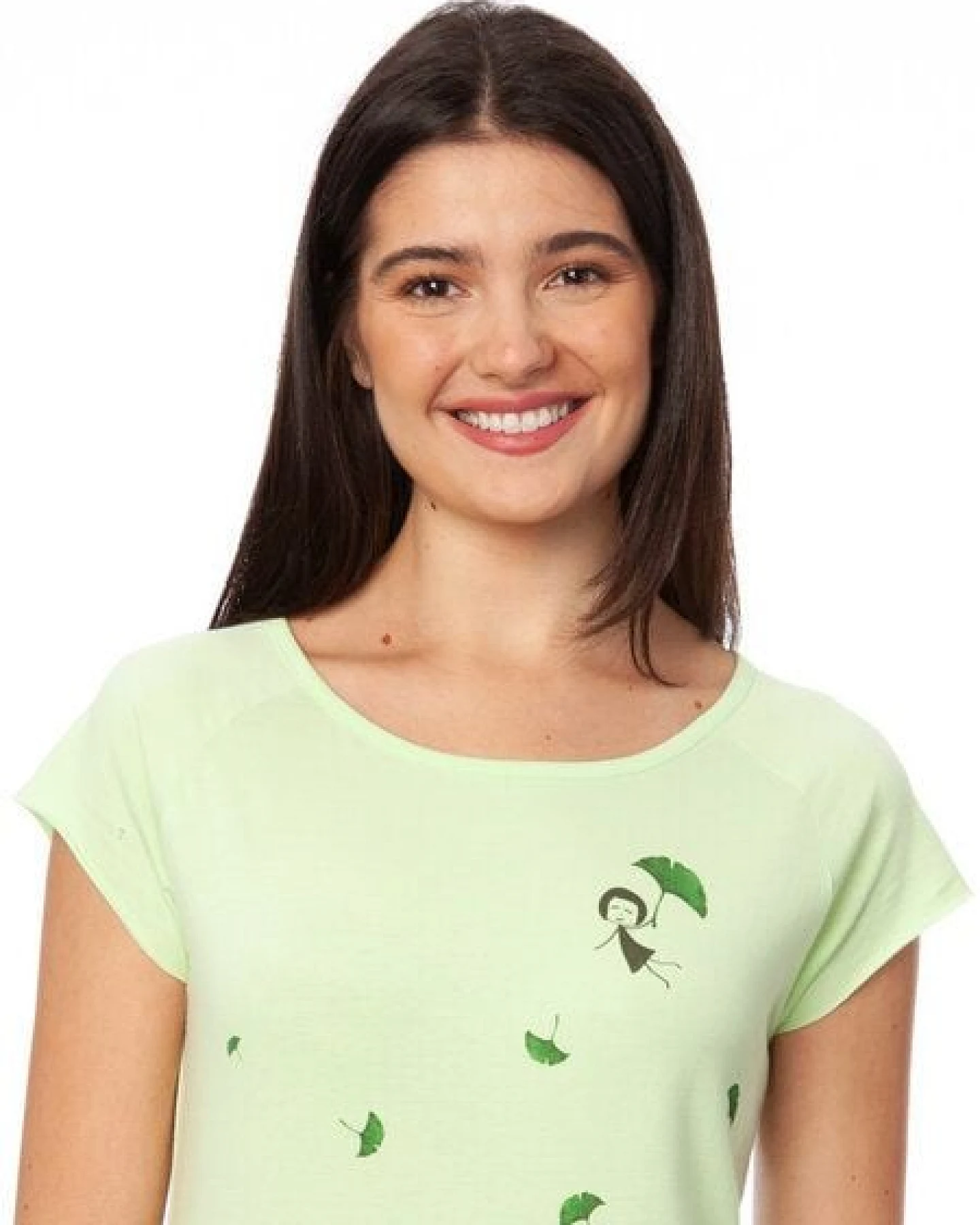 FellHerz Damen T-Shirt Gingko Girl lime green Bio & Fair & Vegan – Ansicht 3