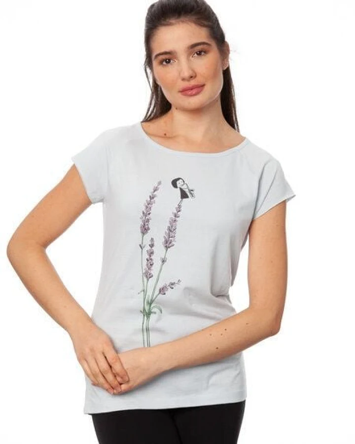 FellHerz Damen T-Shirt Saxofon -Mädchen blue sky Bio & Fair & Vegan