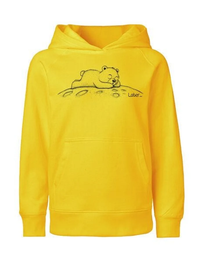 HANDGEDRUCKT "Later" Kinder-Hoody aus reiner Biobauwolle (kbA) Bär