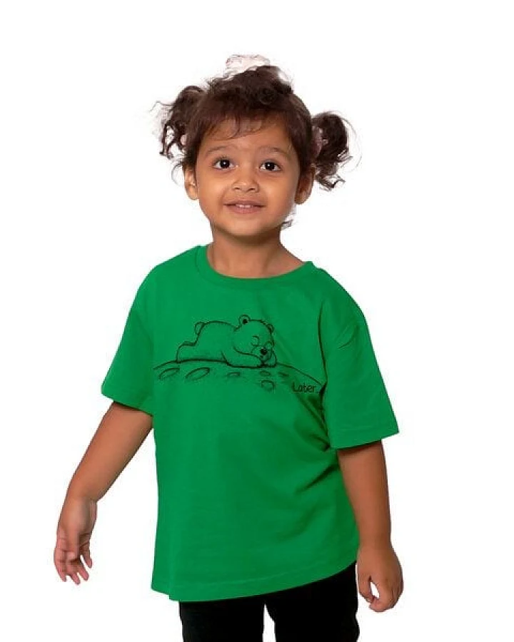HANDGEDRUCKT "Later" Kinder T-Shirt aus Biobaumwolle (kbA) Bär