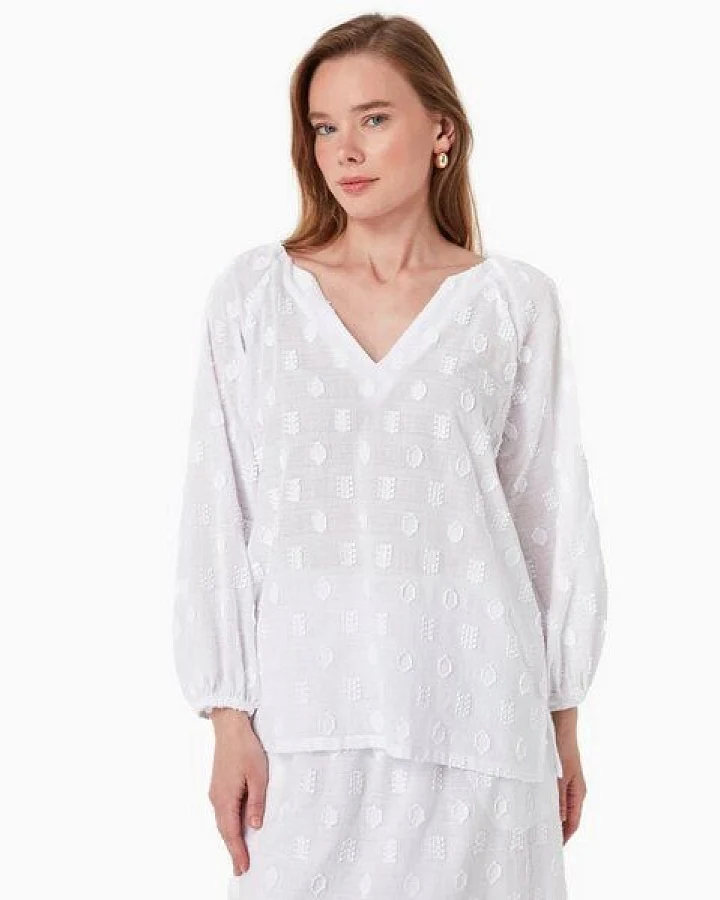 ORGANICATION Bluse aus Bio-Baumwolle im Jacquardgewebe