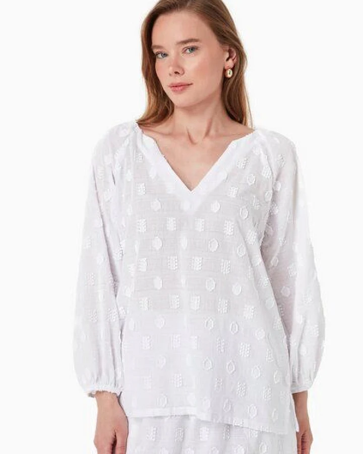 ORGANICATION Bluse aus Bio-Baumwolle im Jacquardgewebe