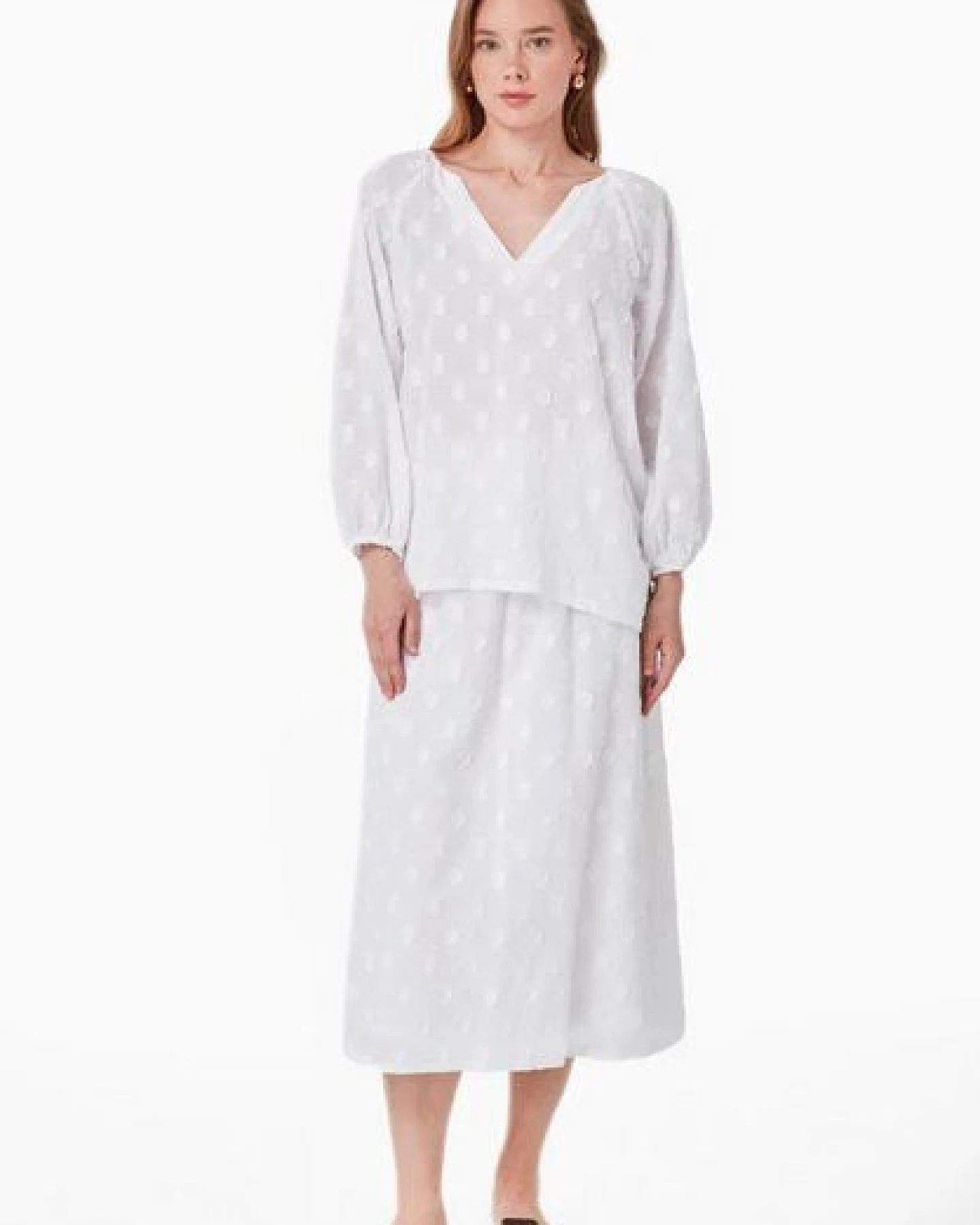 ORGANICATION Bluse aus Bio-Baumwolle im Jacquardgewebe – Ansicht 2