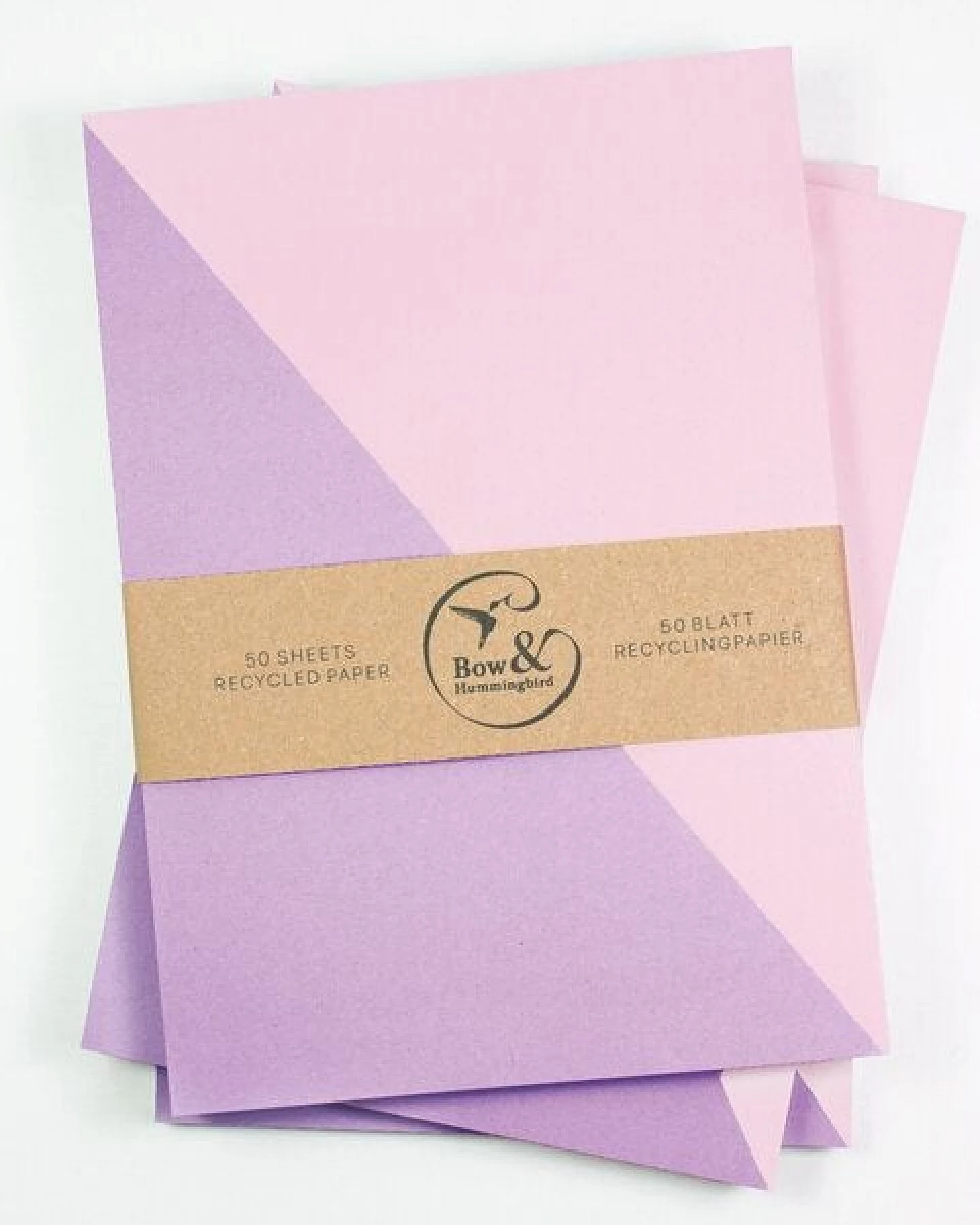 Bow & Hummingbird Notizblock Diagonal Rosa/Lila aus Recyclingpapier – Ansicht 2