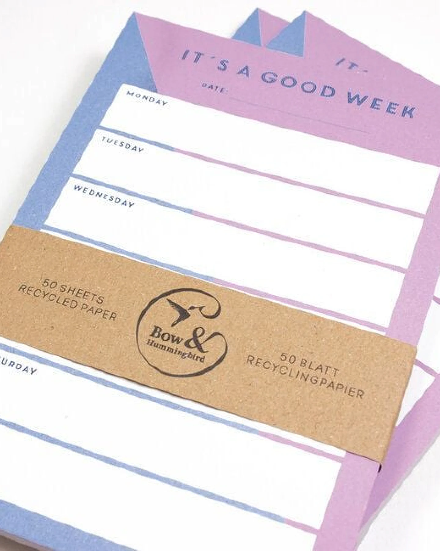 Bow & Hummingbird Notizblock „It´s a good Week“ aus Recyclingpapier – Ansicht 2