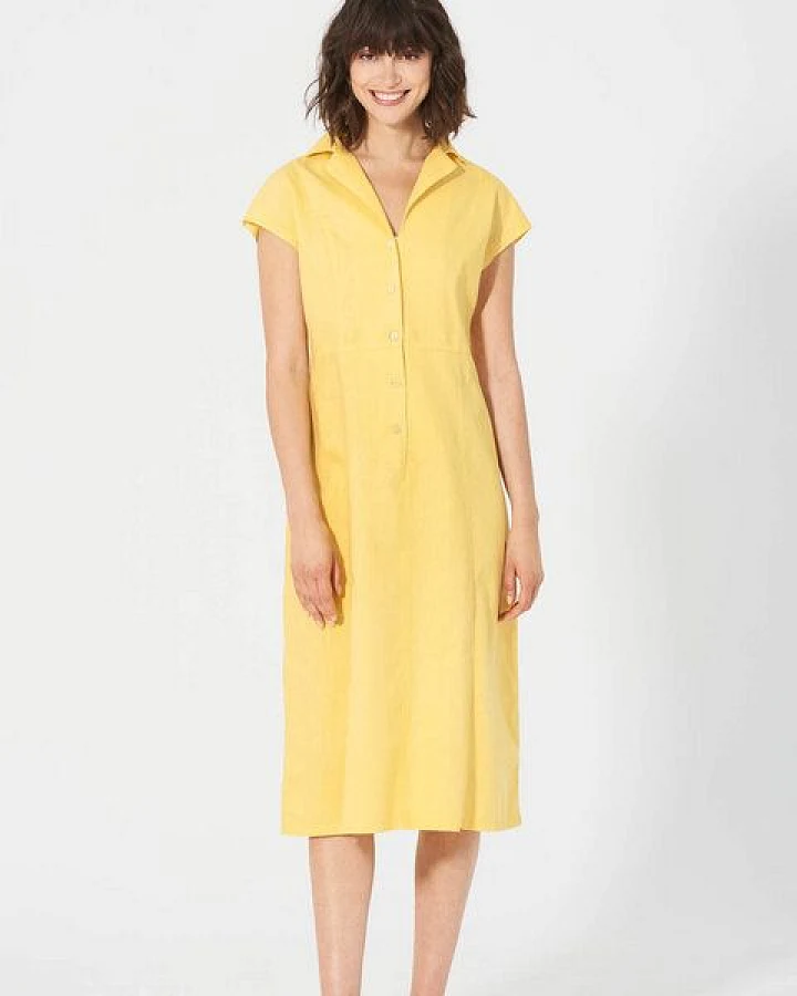 HempAge Damen schlichtes Hemdblusenkleid Hanf/Biobaumwolle