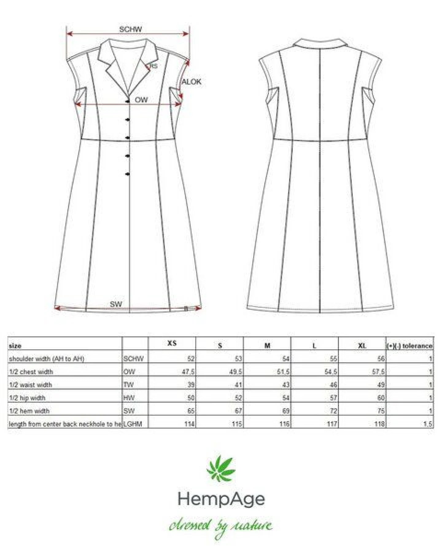 HempAge Damen schlichtes Hemdblusenkleid Hanf/Biobaumwolle – Ansicht 3