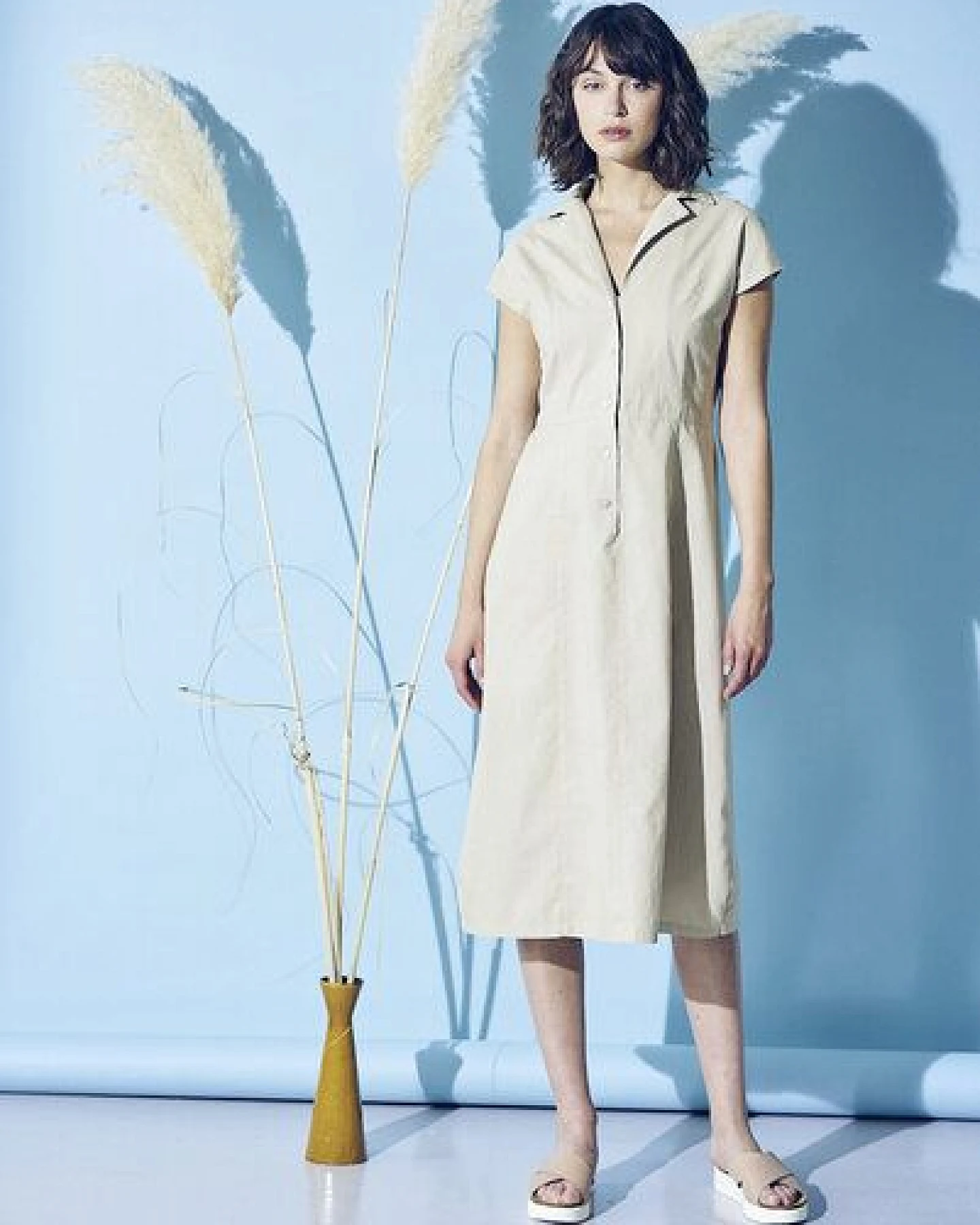 HempAge Damen schlichtes Hemdblusenkleid Hanf/Biobaumwolle – Ansicht 4