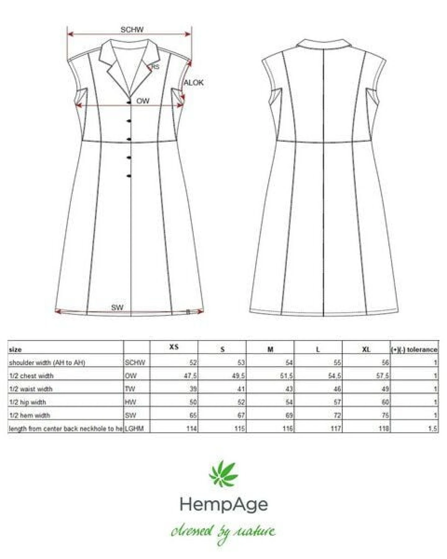 HempAge Damen schlichtes Hemdblusenkleid Hanf/Biobaumwolle – Ansicht 3